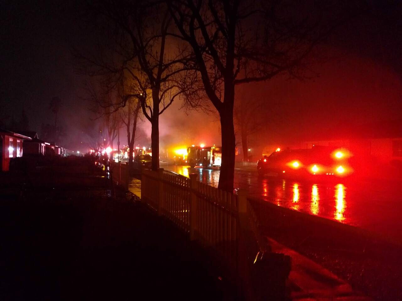 emergency vehicles in the rain, San José, California
