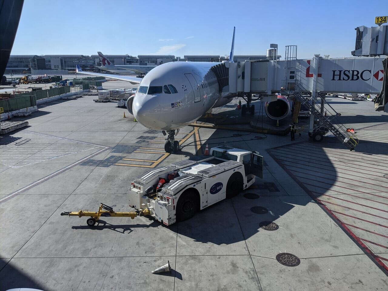 nose of an SAS airplane sitting on the tarmac at LAX