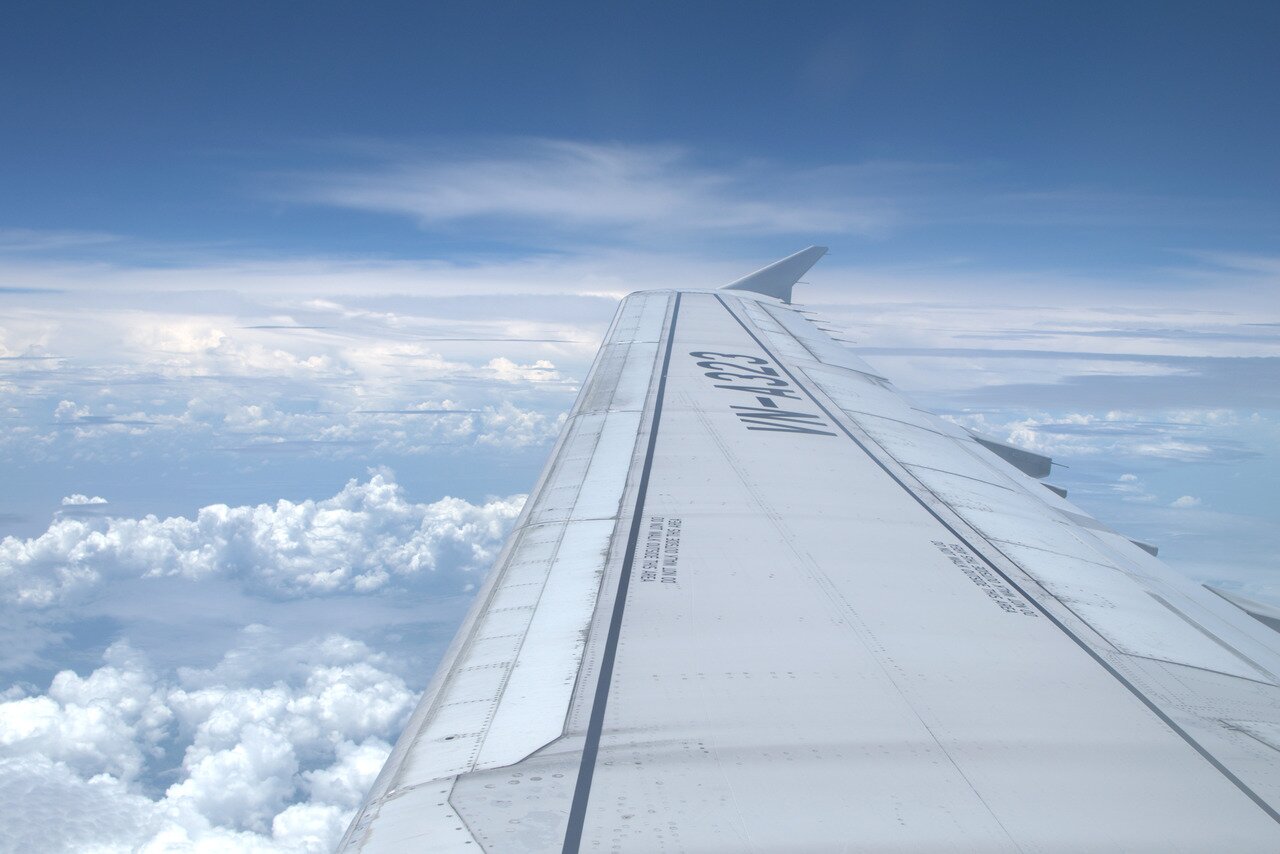 airplane wing, somewhere over the Pacific