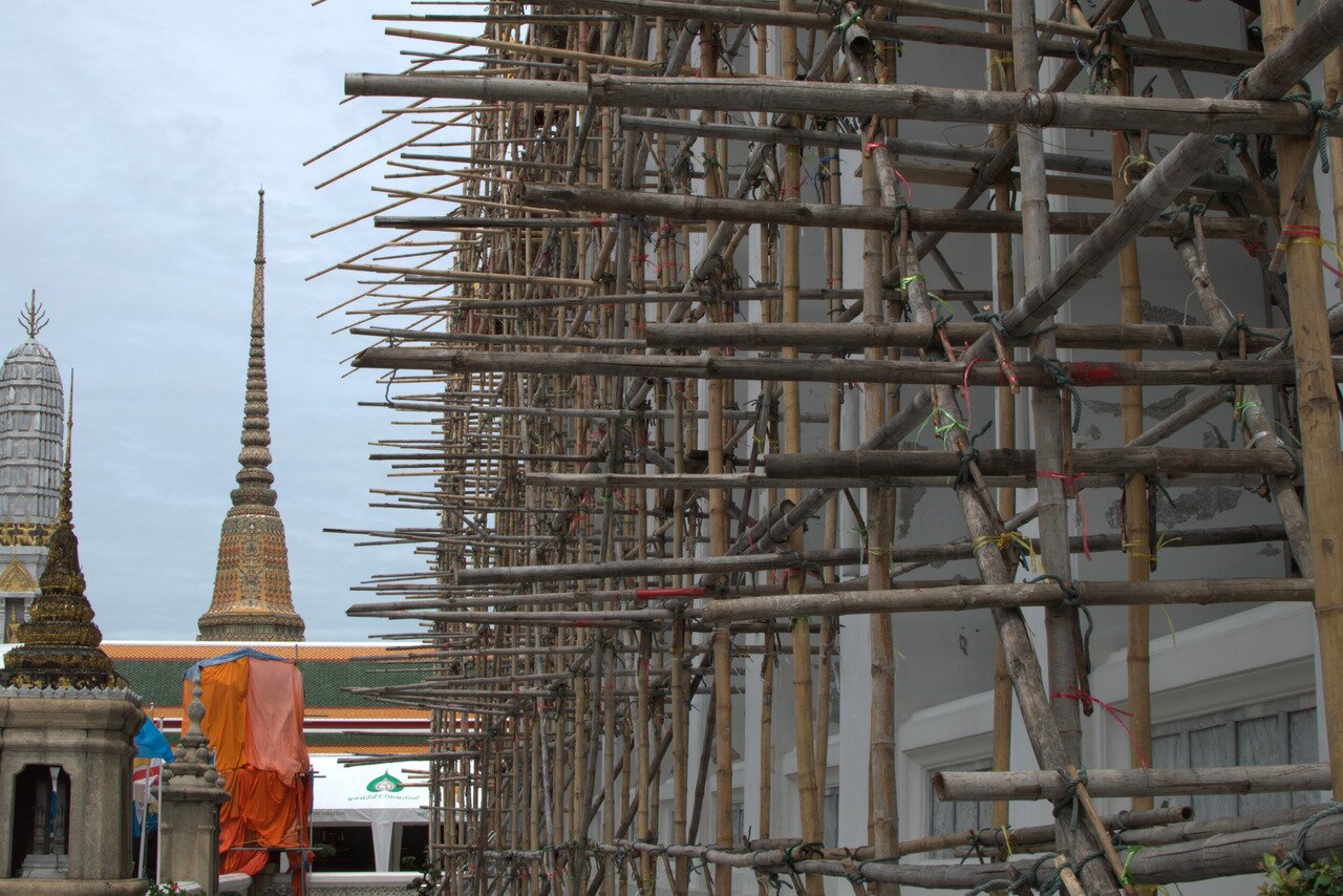 bamboo scaffolding, Wat Pho, Bangkok, Thailand