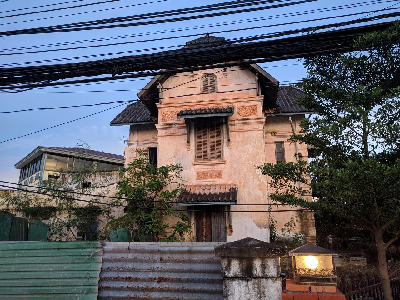 evening and a colonial, Vientiane, Laos