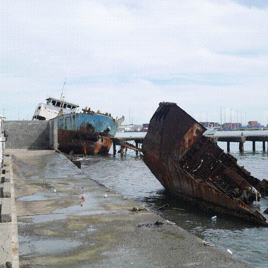 boat wrecks, Honiara harbor, Solomon Islands