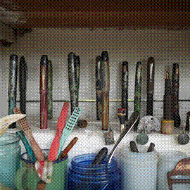 fountain pen collection, Mt. Austen WW2 Museum, Solomon Islands