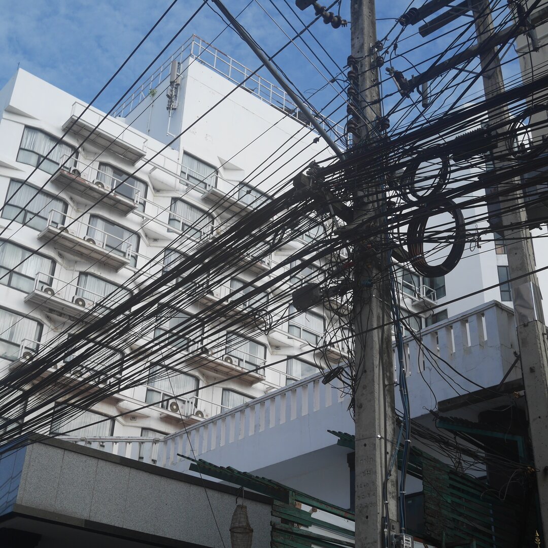 lines and a white building, Chiang Mai, Thailand