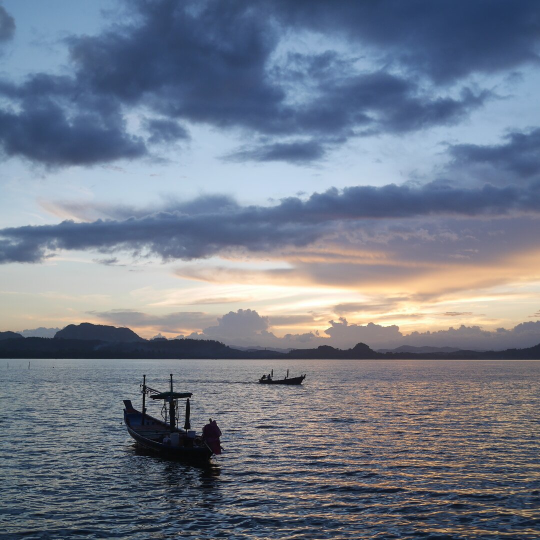boats and sunset, Ko Phithak, Thailand