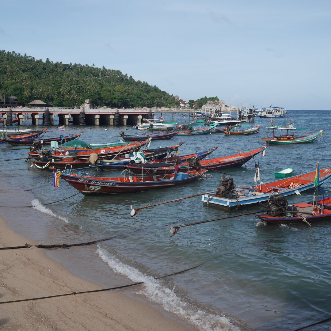 line of boats, Ko Tao, Thailand