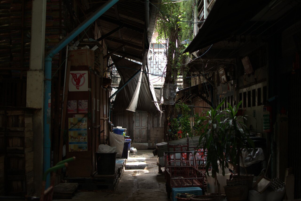 shaded side alley, Bangkok, Thailand