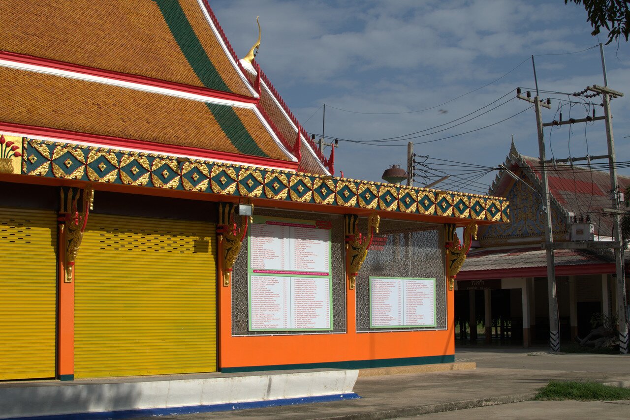 bright building, Wat Muang Chum, Kanchanaburi, Thailand