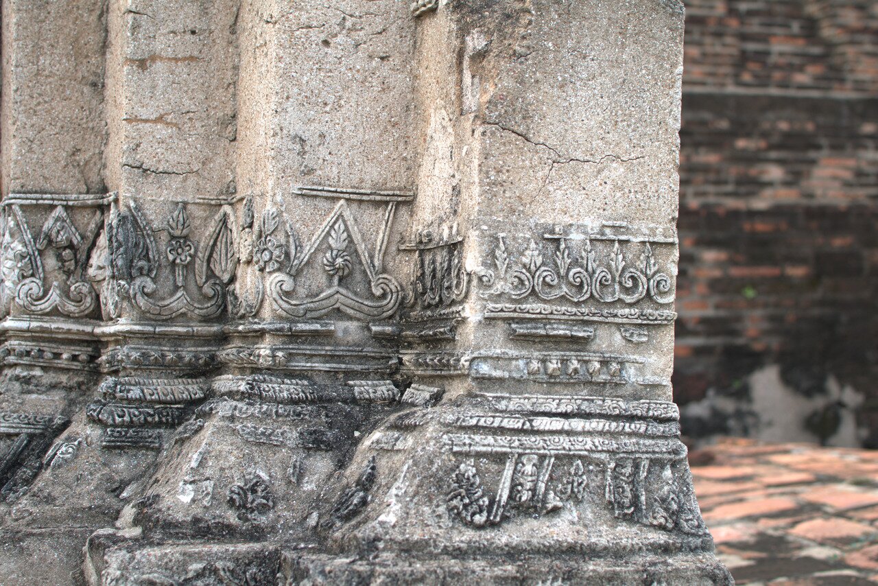 concrete wall, Wat Mahathat, Ayutthaya, Thailand