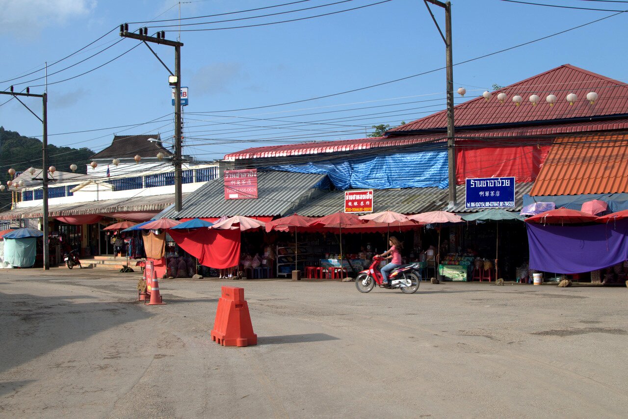 market intersection, Doi Mae Salong, Thailand