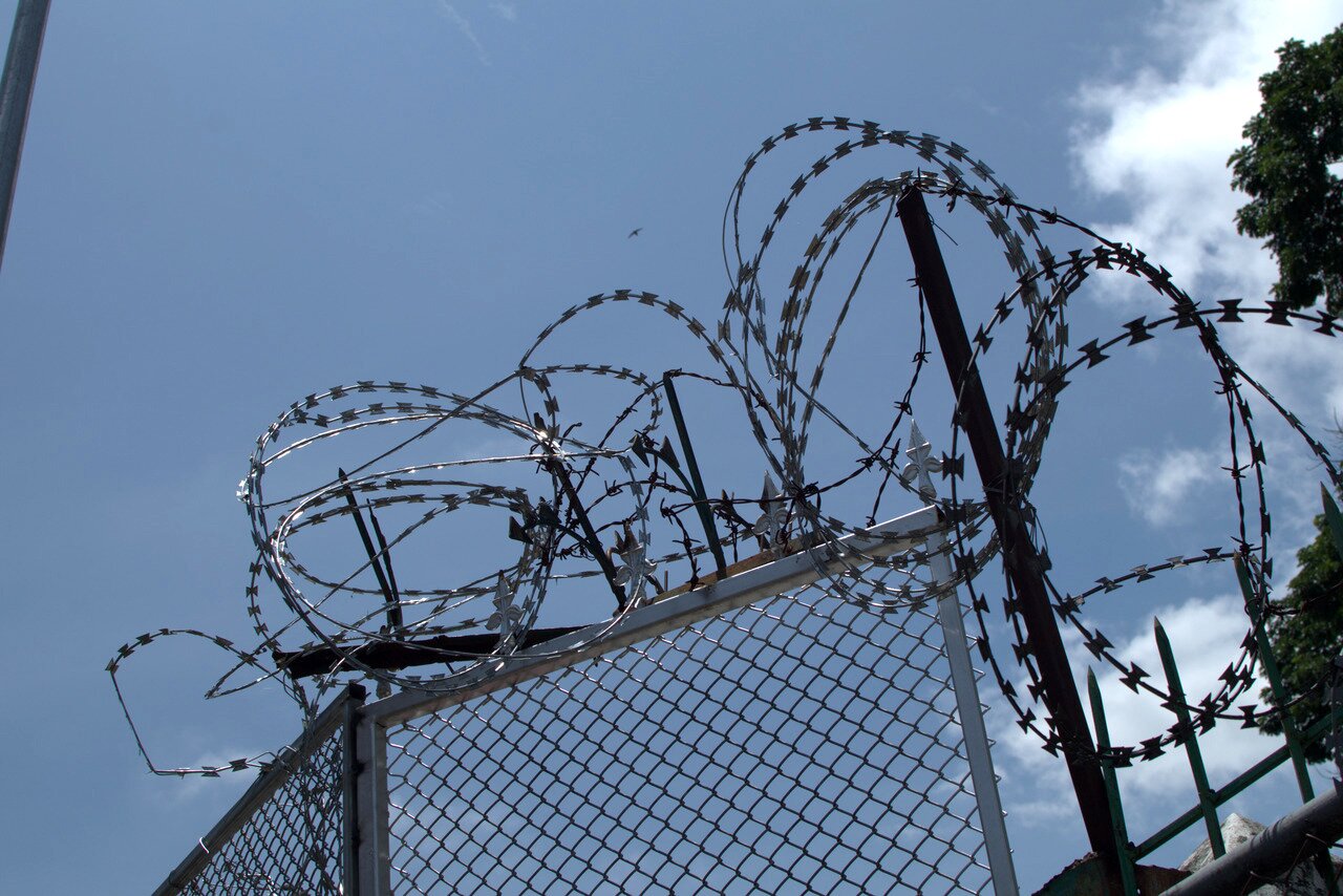 razor wire and chain link, Mae Sai, Thailand
