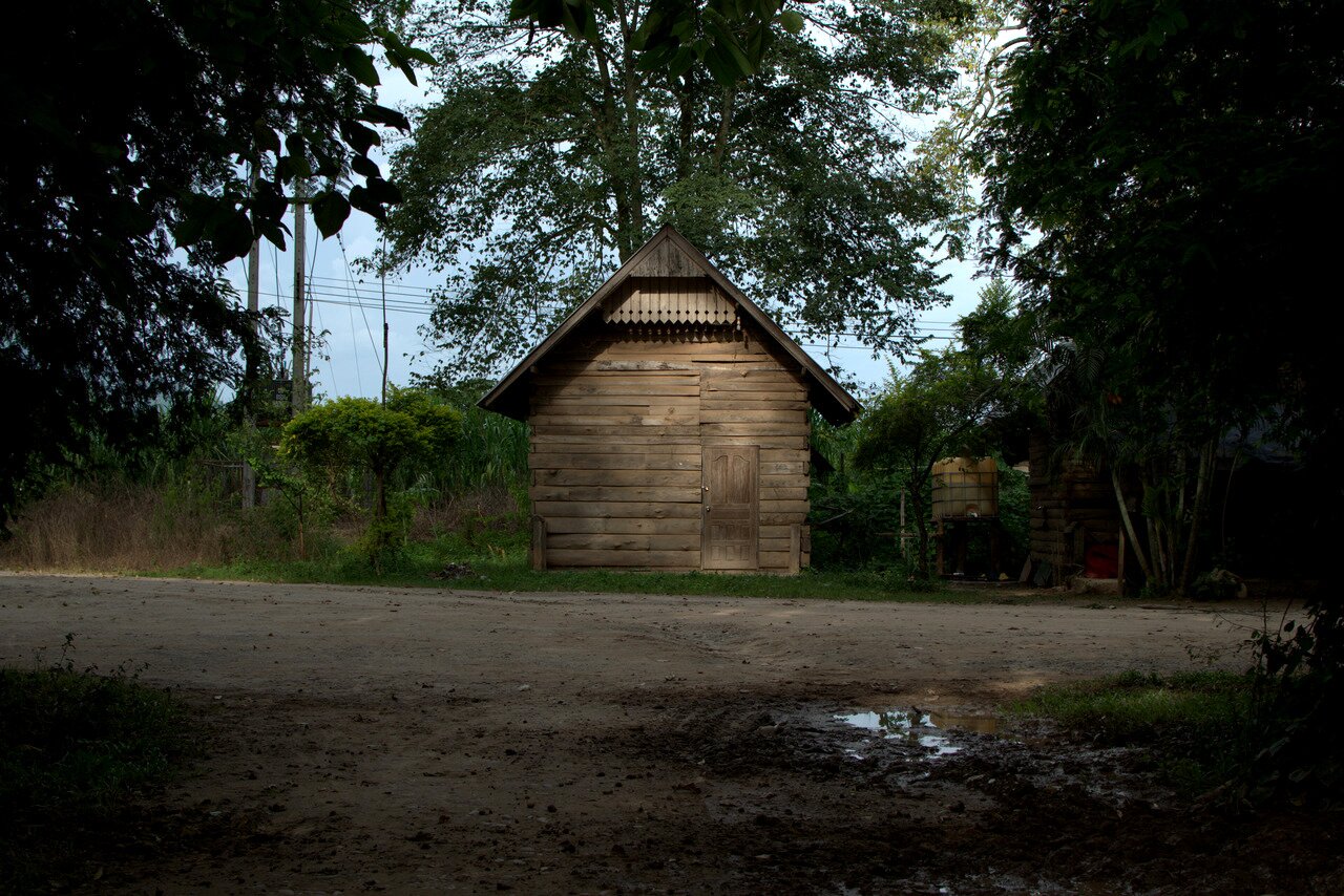 wood hut, free trade area, Laos