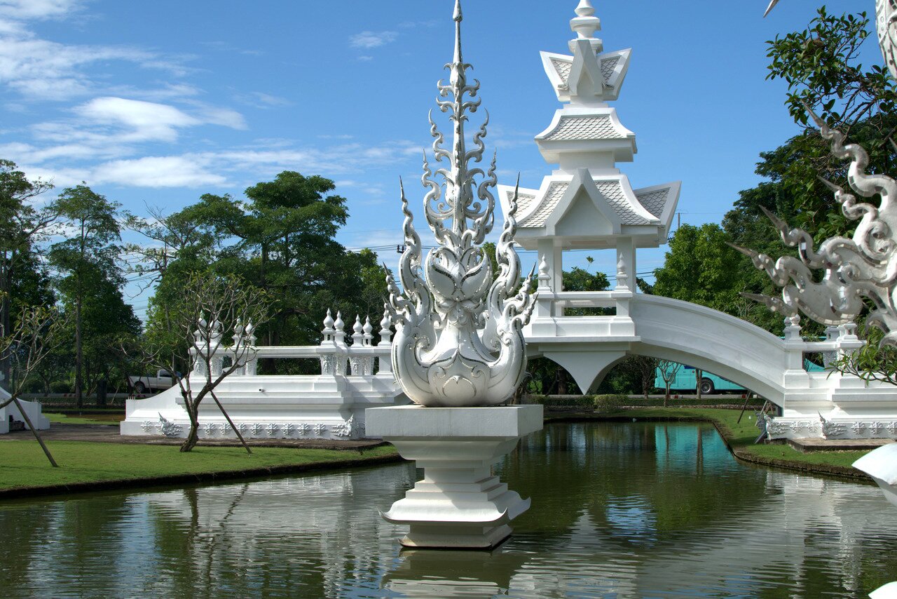 pond and bridge, Wat Rong Khun, Chiang Rai, Thailand