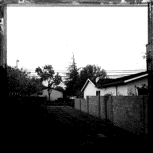 bitmap dither of driveway and fence, San José, California