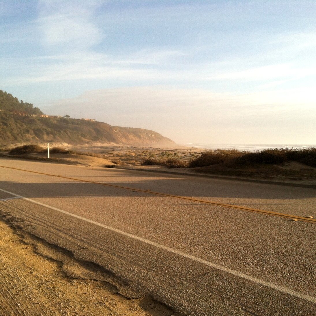 shadows on the road, Seacliff, California