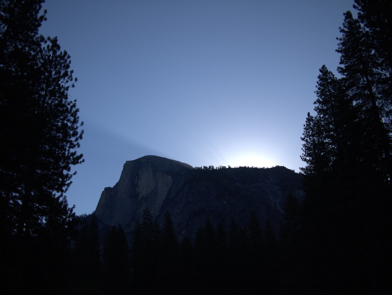 sunrise behind El Capitan, Yosemite, California