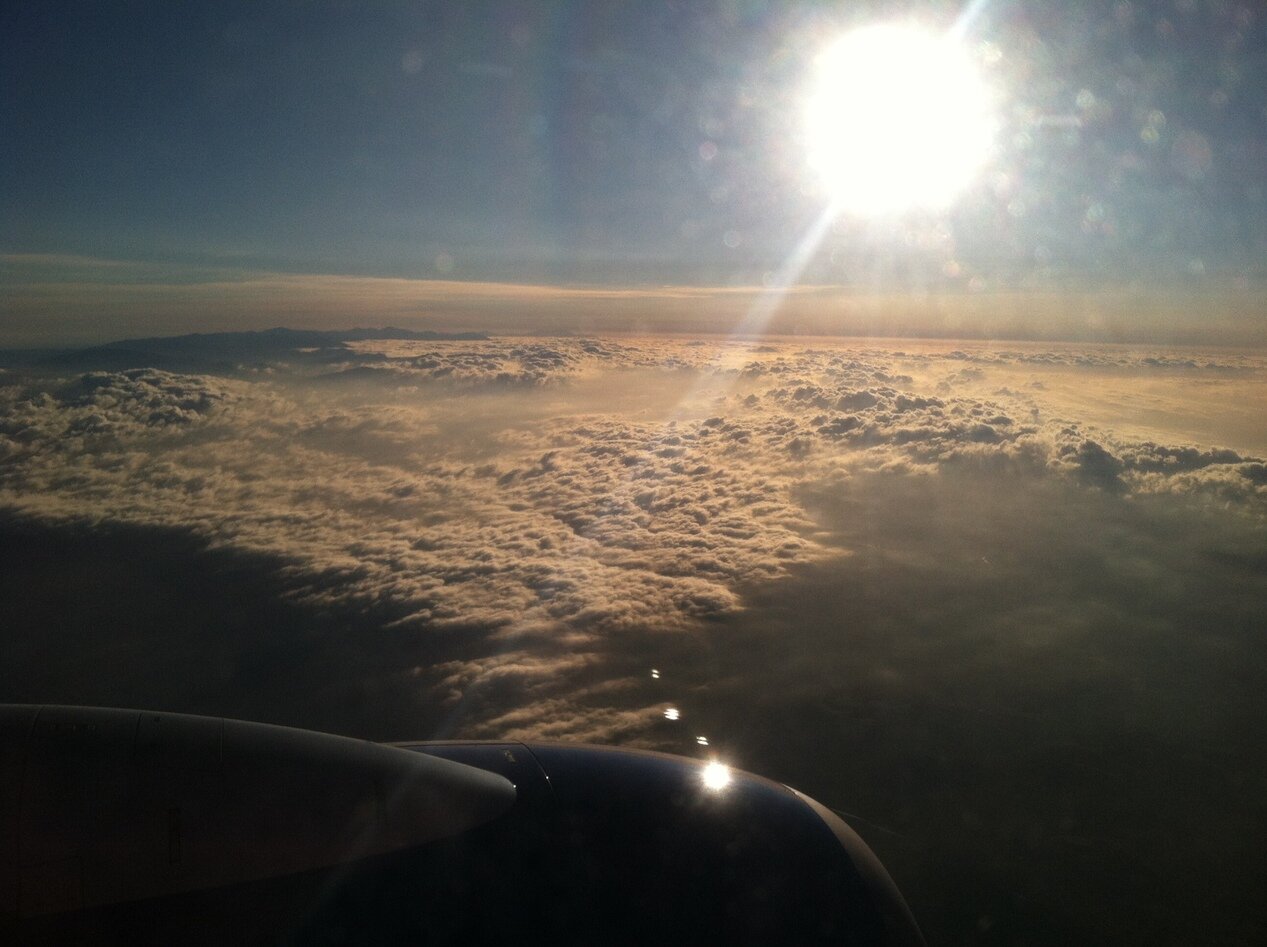 dirty plane window, SJC to LAX, California