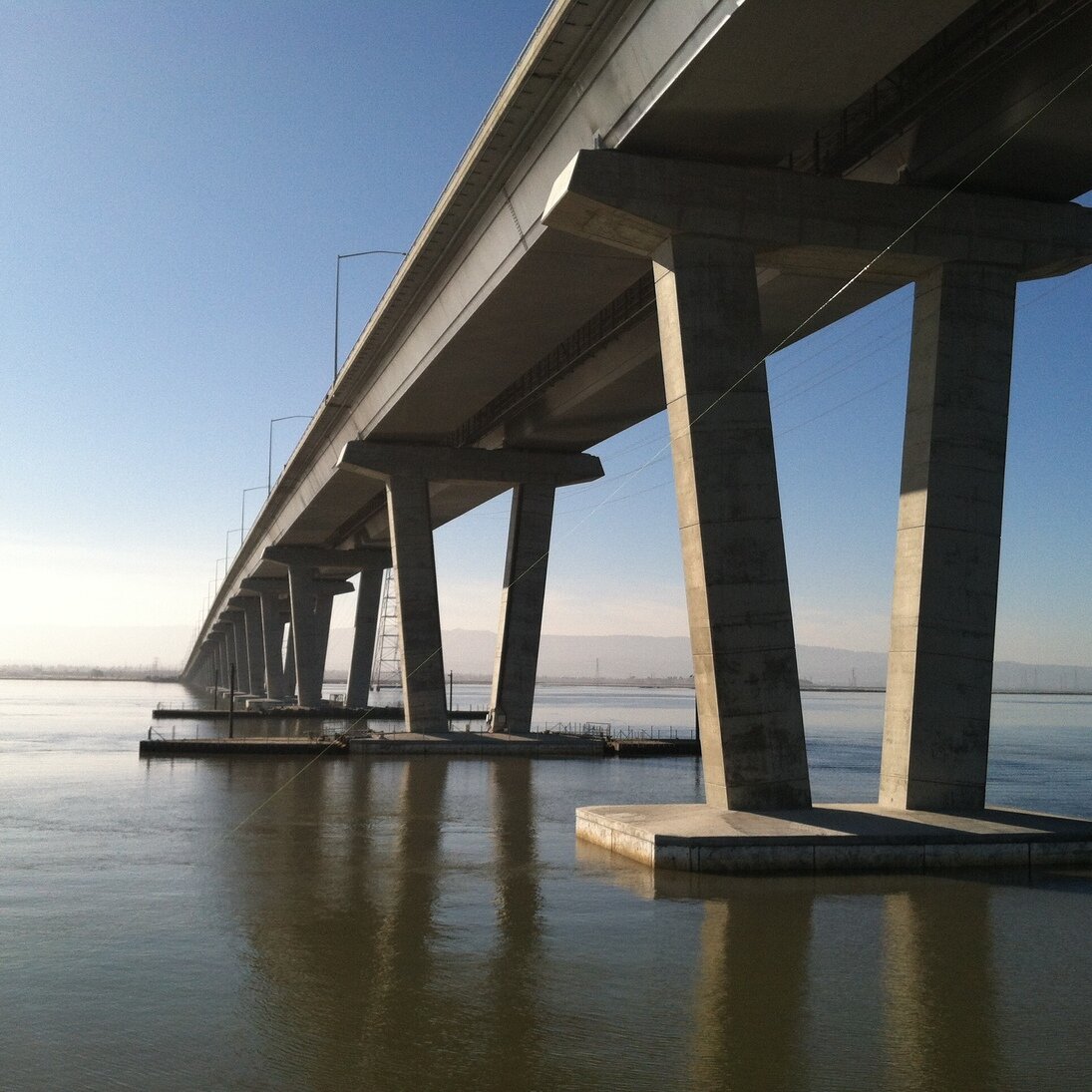 bridge over placid waters, Alviso, California