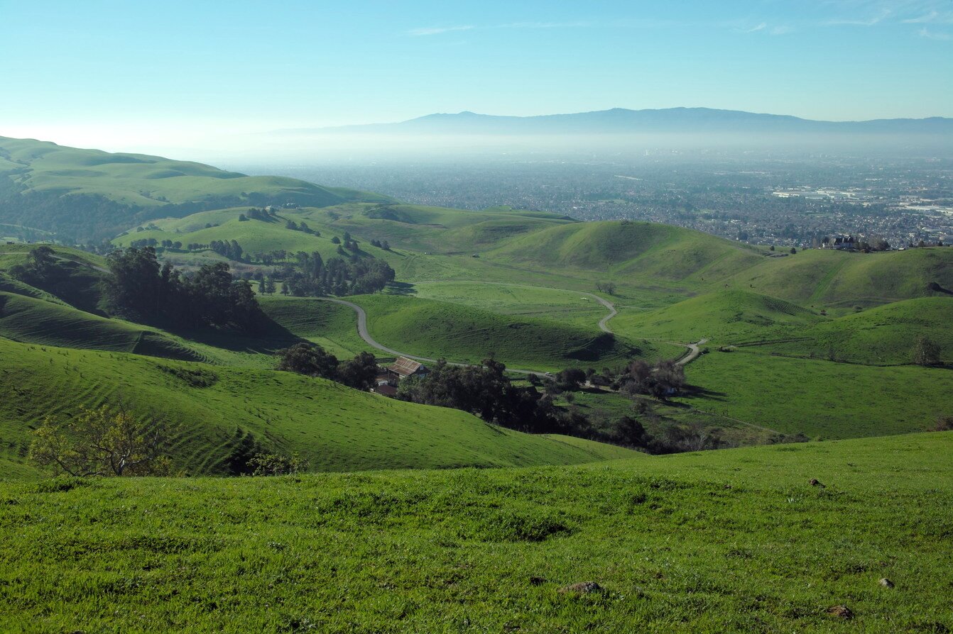 rolling hills and Bay Area, California