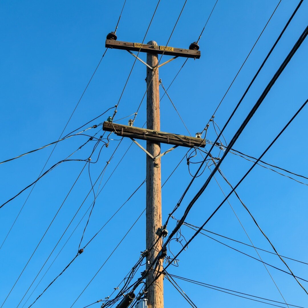 power pole and blue sky, San José, California