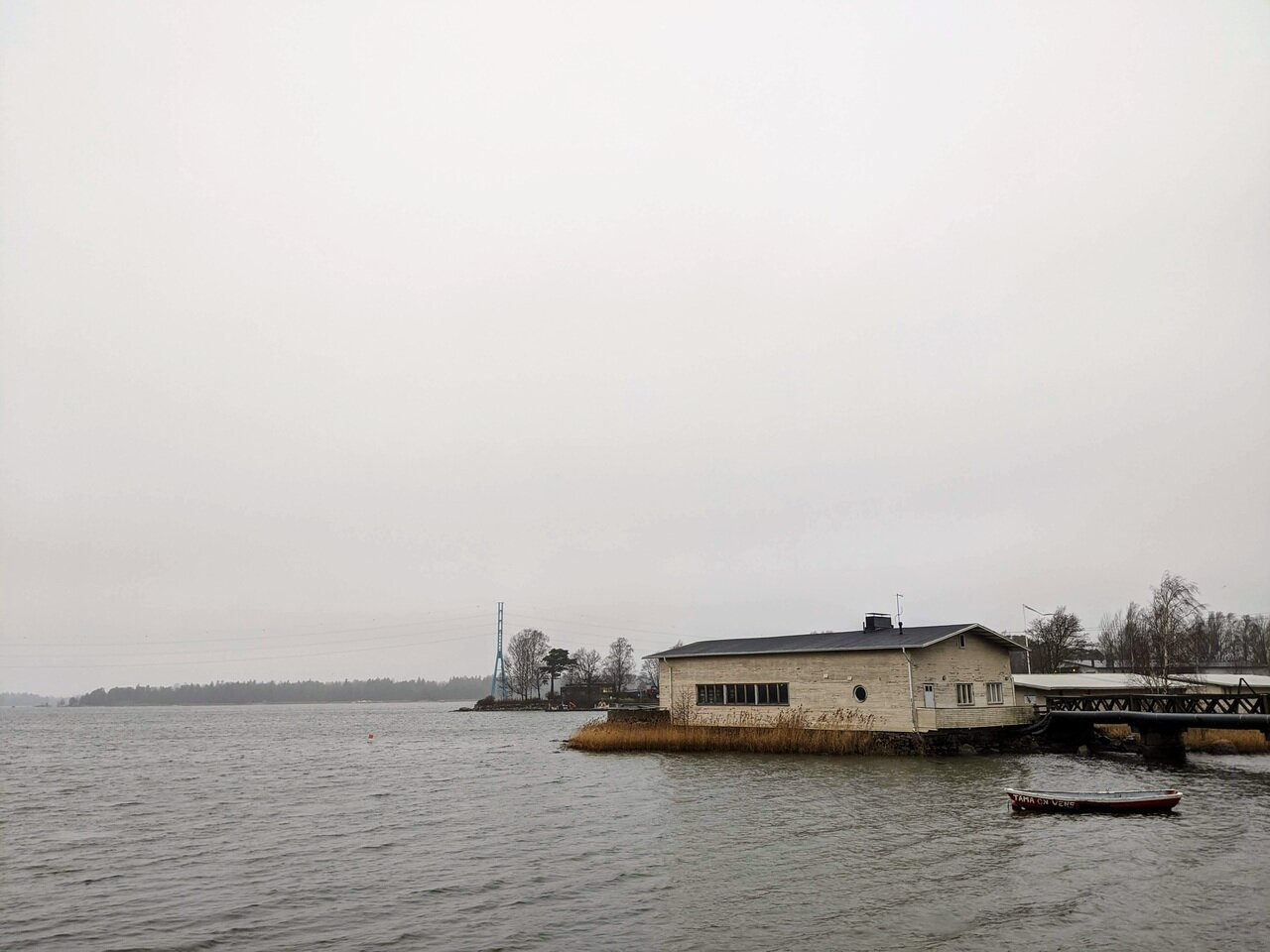 building on shore of Seurasaarenselkä, Helsinki, Finland